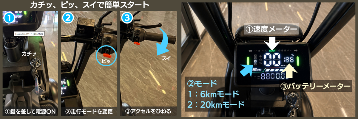 特定小型原付　ELEMOs ELEGRANシリーズ詳細